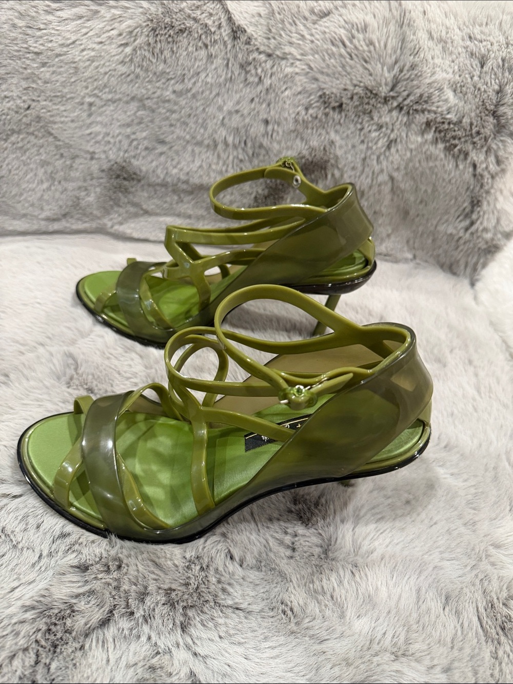 Melissa x Jean Paul Gaultier Punk Love Green Heeled Sandals Size 7 - Picture 8 of 12